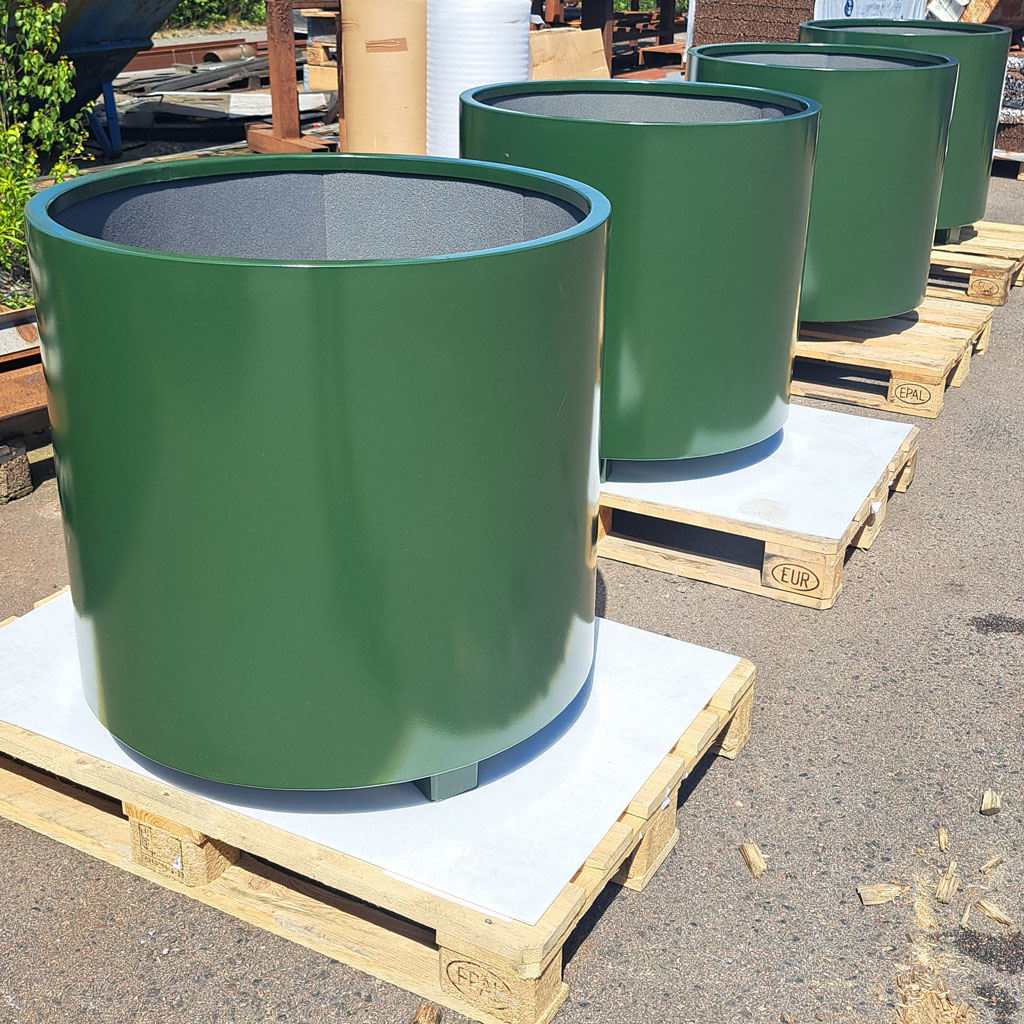 stor rund grön kruka RAL 6021